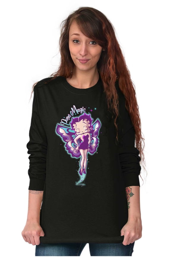 Betty Boop Pixie Magic Fairy Wings Women's Long Sleeve T Shirt Brisco Brands S