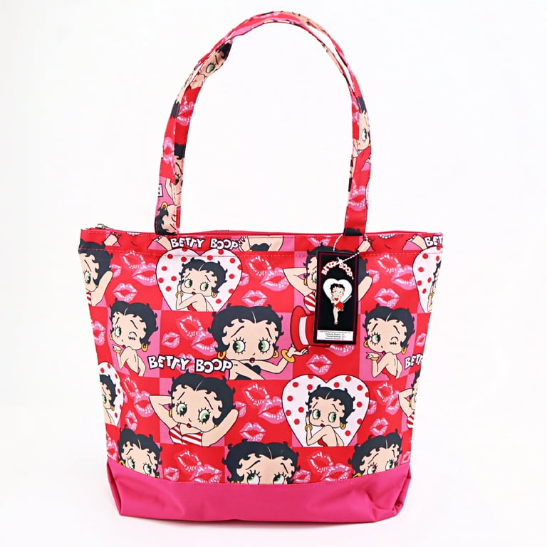 Betty Boop Polyester Shopping Bag with Coin Purse Tote Style Pink