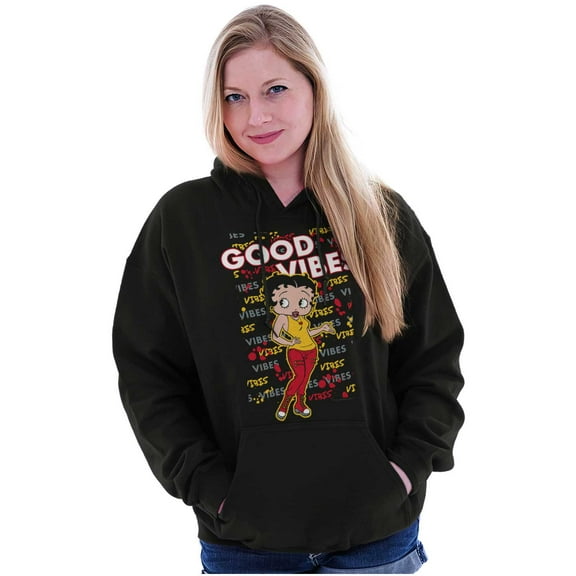 Betty Boop Positive Vibes Graffiti Hoodie Sweatshirt Women Brisco Brands S