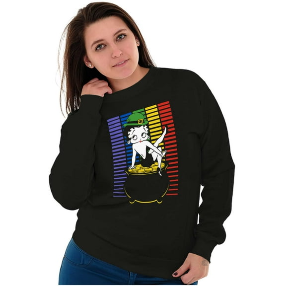 Betty Boop Pot Of Gold St Paddys Women Crewneck Sweatshirt Brisco Brands S
