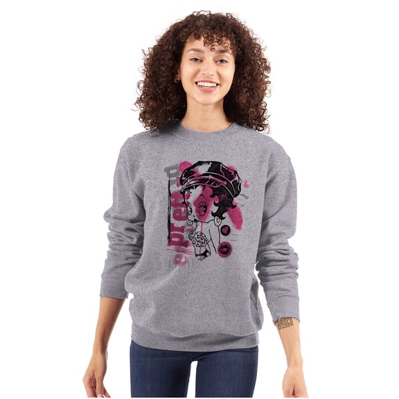 Betty Boop Pretty Punk Paint Splatter Women Crewneck Sweatshirt Brisco Brands M