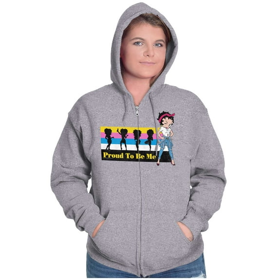 Betty Boop Proud to Be Me Cute Sassy Zip Hoodie Sweatshirt Women Brisco Brands S
