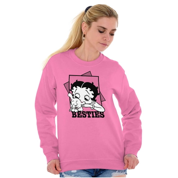 Betty Boop Pudgy Besties Dog Lover Women Crewneck Sweatshirt Brisco Brands 4X