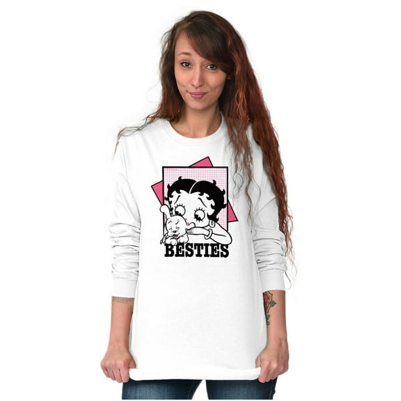 Betty Boop Pudgy Besties Dog Lover Women's Long Sleeve T Shirt Brisco Brands S
