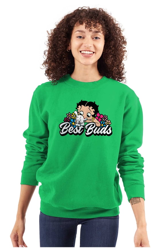 Betty Boop Pudgy the Dog Best Buds Women Crewneck Sweatshirt Brisco Brands L