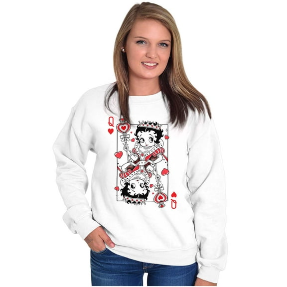 Betty Boop Queen of Hearts Card Women Crewneck Sweatshirt Brisco Brands S