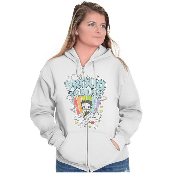 Betty Boop Rainbow Proud To Be Me Zip Hoodie Sweatshirt Women Brisco Brands X
