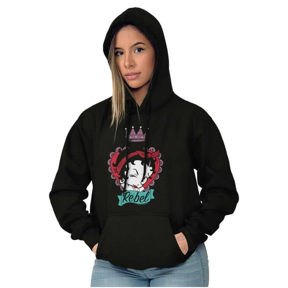 Betty Boop Rebel Girl Power Cartoon Hoodie Sweatshirt Women Brisco Brands L