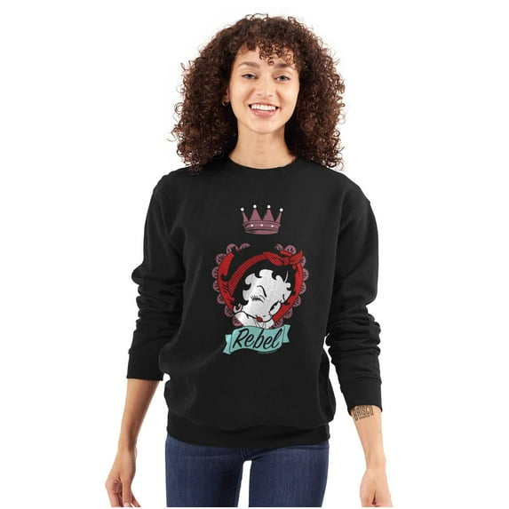 Betty Boop Rebel Girl Power Cartoon Women Crewneck Sweatshirt Brisco Brands S