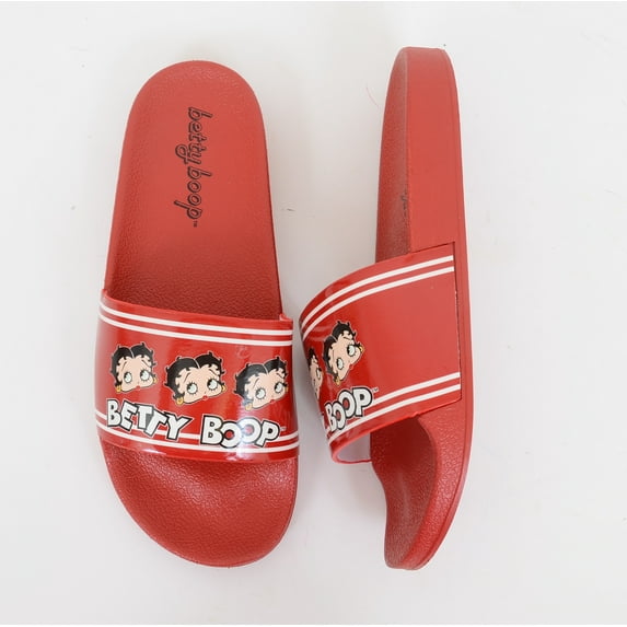 Betty Boop Red Stripe Women's Flatbed Beach Summer Sandal