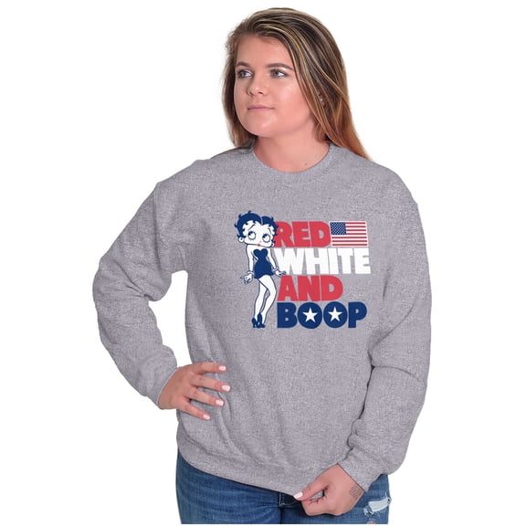 Betty Boop Red White Blue Patriotic Women Crewneck Sweatshirt Brisco Brands S