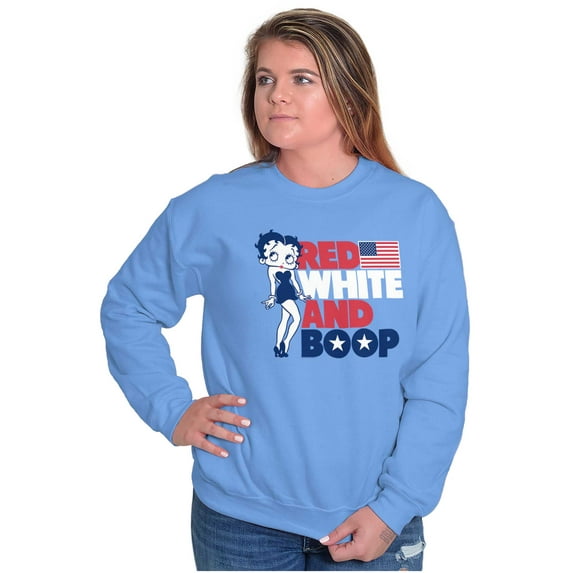 Betty Boop Red White Blue Patriotic Women Crewneck Sweatshirt Brisco Brands X