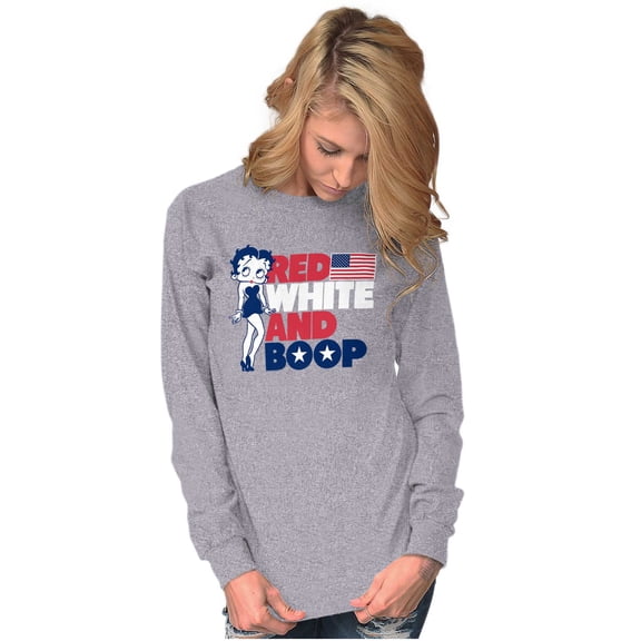 Betty Boop Red White Blue Patriotic Women Plus Size Long Sleeve Tee Brisco Brands 3X