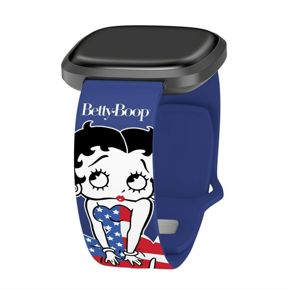 Betty Boop Red White & Boop HD Watch Band Compatible with FitBit Versa 3 & Sense (20mm Short Star Spangled Betty) by Affinity Bands