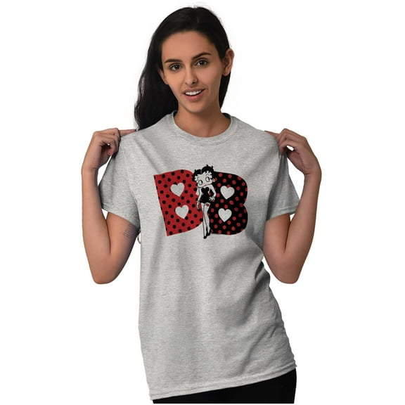 Betty Boop Retro Cartoon BB Hearts Women's Graphic T Shirt Tees Brisco Brands S