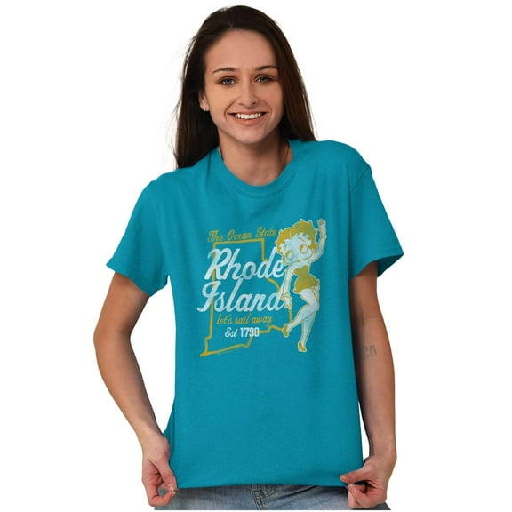Betty Boop Rhode Island State Outline Women Plus Size Graphic Tee Tees Brisco Brands 3X