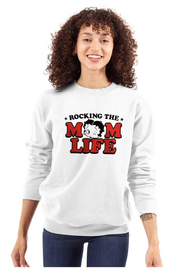 Betty Boop Rocking The Mom Life Women Crewneck Sweatshirt Brisco Brands S