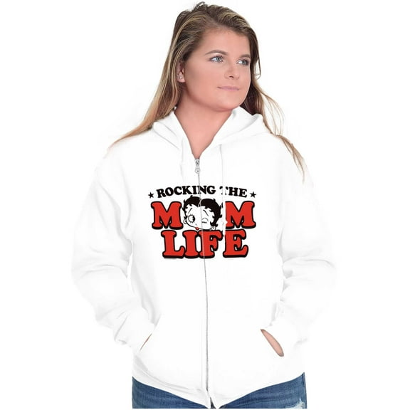 Betty Boop Rocking The Mom Life Zip Hoodie Sweatshirt Women Brisco Brands X