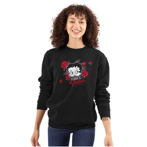 Betty Boop Romantic Rebel Flirt Women Crewneck Sweatshirt Brisco Brands S