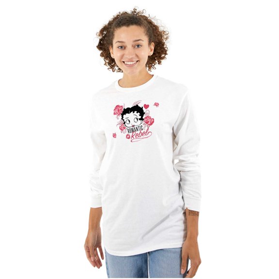 Betty Boop Romantic Rebel Flirt Women's Long Sleeve T Shirt Brisco Brands S