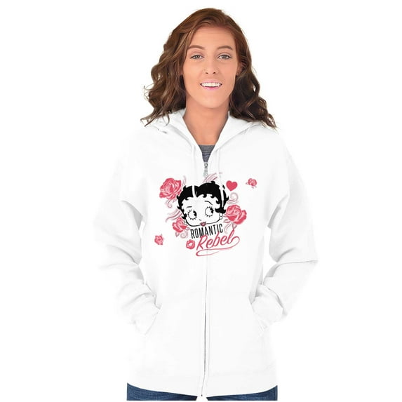 Betty Boop Romantic Rebel Flirt Zip Hoodie Sweatshirt Women Brisco Brands L
