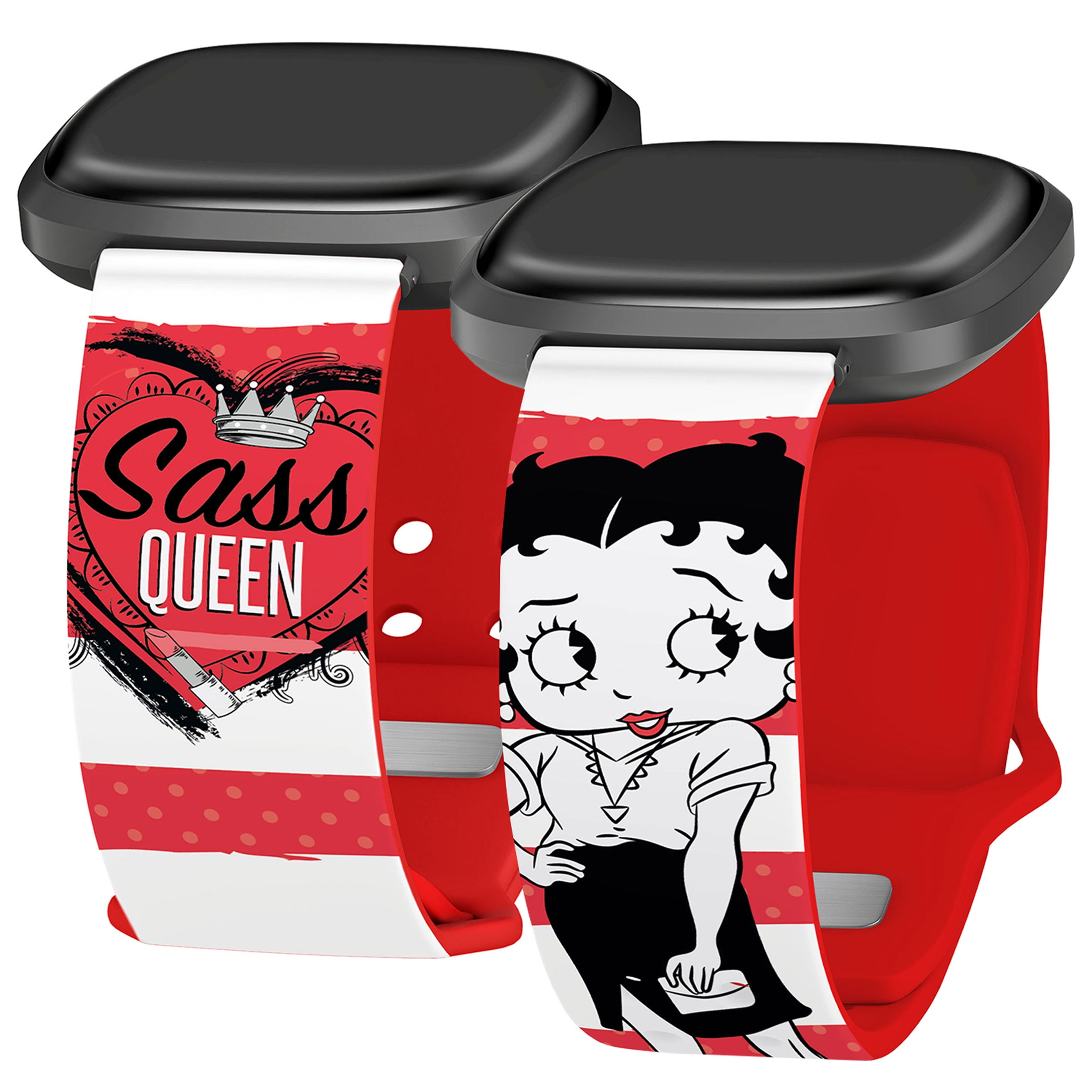 Betty Boop Romantic Rebel HD Watch Band Compatible with FitBit Versa 3 & Sense (20mm Short Sass Queen) by Affinity Bands