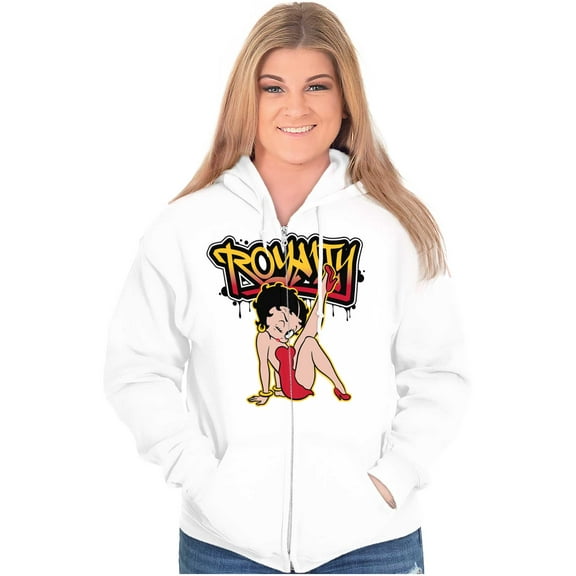 Betty Boop Royalty Paint Drip Cartoon Zip Hoodie Sweatshirt Women Brisco Brands L