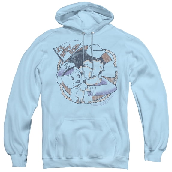 Betty Boop S.S. Vintage Adult Pullover Hoodie Sweatshirt Light Blue