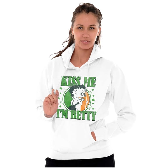 Betty Boop Saint Paddys Kiss Me Hoodie Sweatshirt Women Brisco Brands M