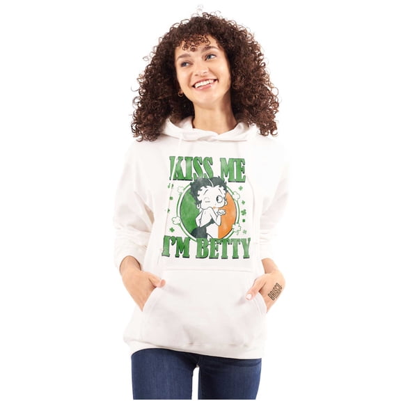 Betty Boop Saint Paddys Kiss Me Women Plus Size Hoodie Brisco Brands 2X