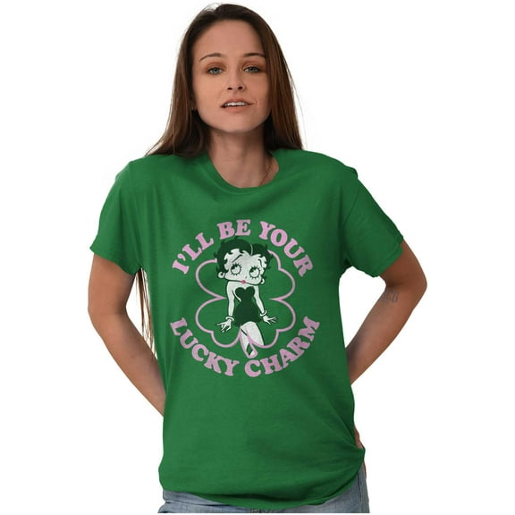 Betty Boop Saint Paddys Lucky Charm Women's Graphic T Shirt Tees Brisco Brands L