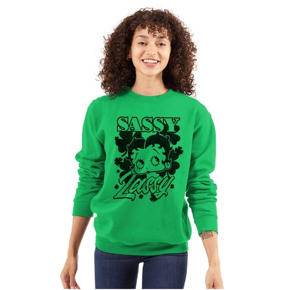 Betty Boop Saint Paddys Sassy Lassy Women Crewneck Sweatshirt Brisco Brands M