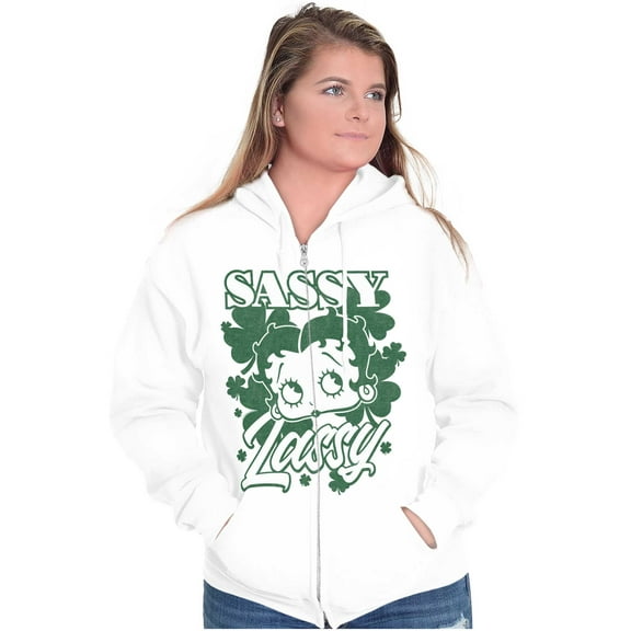 Betty Boop Saint Paddys Sassy Lassy Zip Hoodie Sweatshirt Women Brisco Brands X
