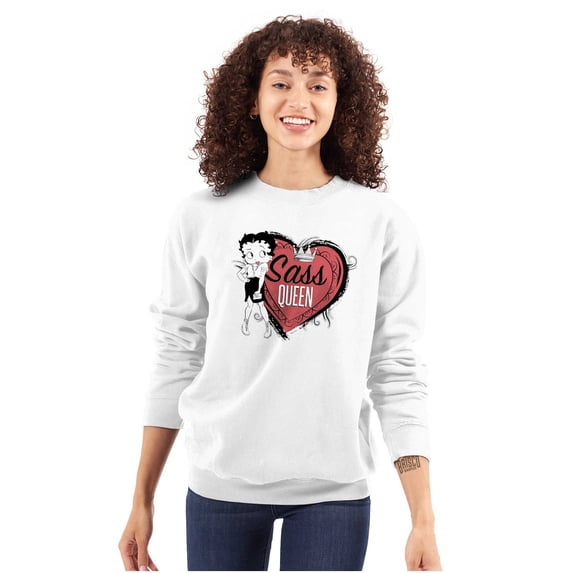 Betty Boop Sass Queen Cartoon Women Crewneck Sweatshirt Brisco Brands S