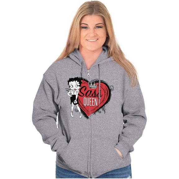 Betty Boop Sass Queen Cartoon Zip Hoodie Sweatshirt Women Brisco Brands S