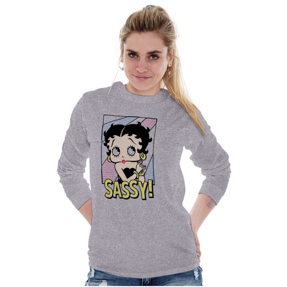 Betty Boop Sassy Cute Retro Toon Women Plus Size Long Sleeve Tee Brisco Brands 3X