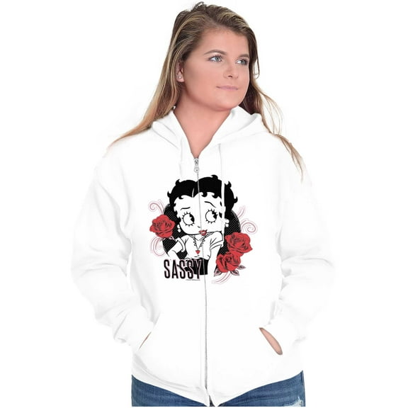 Betty Boop Sassy Flirty Cartoon Women Plus Size Zipper Hoodie Brisco Brands 5X
