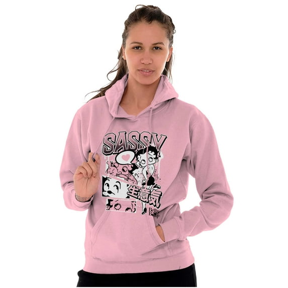 Betty Boop Sassy Kanji Comic Panels Hoodie Sweatshirt Women Brisco Brands L