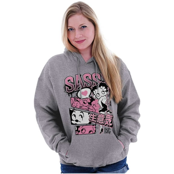 Betty Boop Sassy Kanji Comic Panels Women Plus Size Hoodie Brisco Brands 3X