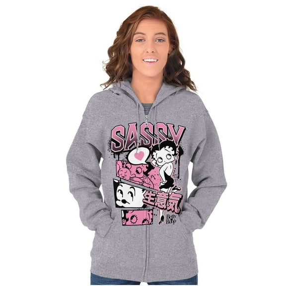 Betty Boop Sassy Kanji Comic Panels Women Plus Size Zipper Hoodie Brisco Brands 5X