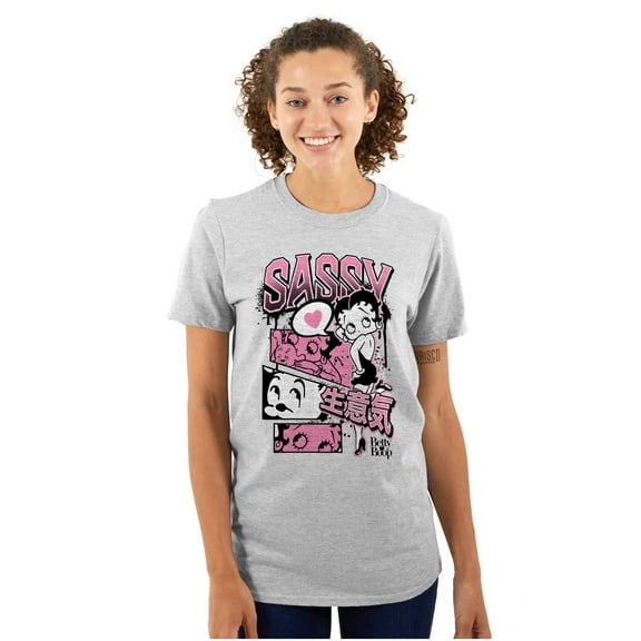 Betty Boop Sassy Kanji Comic Panels Women's Graphic T Shirt Tees Brisco Brands L