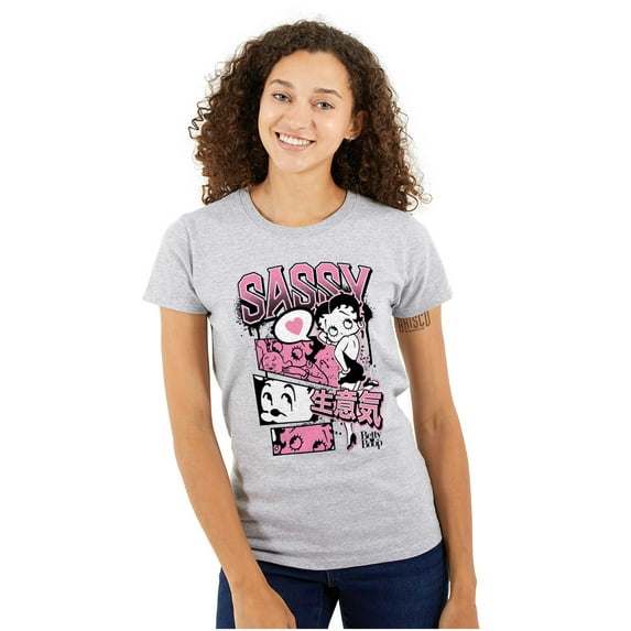 Betty Boop Sassy Kanji Comic Panels Women's T Shirt Ladies Tee Brisco Brands S