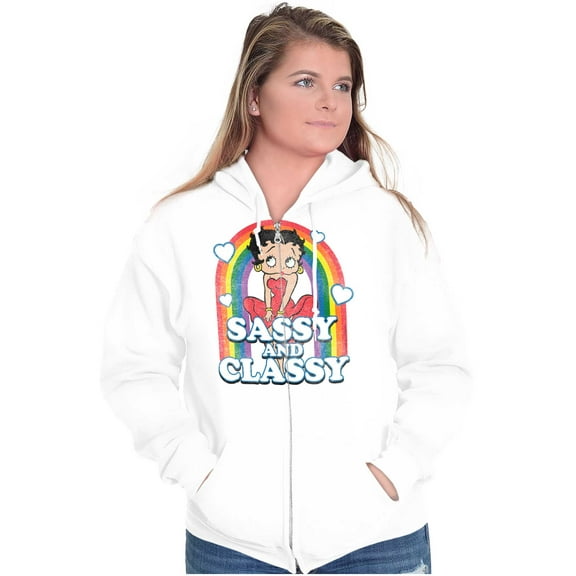 Betty Boop Sassy and Classy Rainbow Zip Hoodie Sweatshirt Women Brisco Brands S
