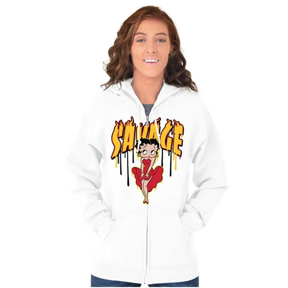 Betty Boop Savage Paint Drip Cartoon Zip Hoodie Sweatshirt Women Brisco Brands S