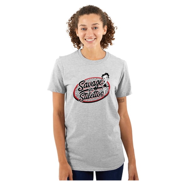 Betty Boop Savage in Stilettos Cute Women Plus Size Graphic Tee Tees Brisco Brands 2X