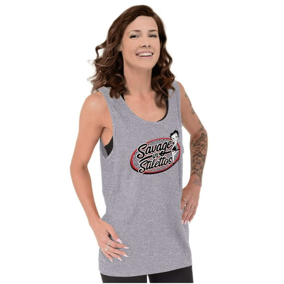 Betty Boop Savage in Stilettos Cute Women Plus Size Tank Top Brisco Brands 3X