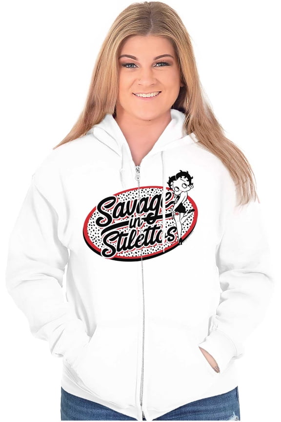 Betty Boop Savage in Stilettos Cute Zip Hoodie Sweatshirt Women Brisco Brands S