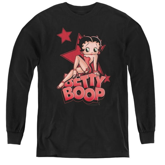 Betty Boop Sexy Star Youth Long Sleeve T-Shirt Tee Black