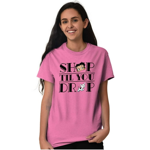 Betty Boop Shop till You Drop Funny Women Plus Size Graphic Tee Tees Brisco Brands 2X