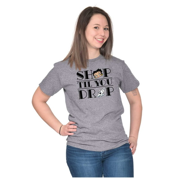Betty Boop Shop till You Drop Funny Women Plus Size Graphic Tee Tees Brisco Brands 5X
